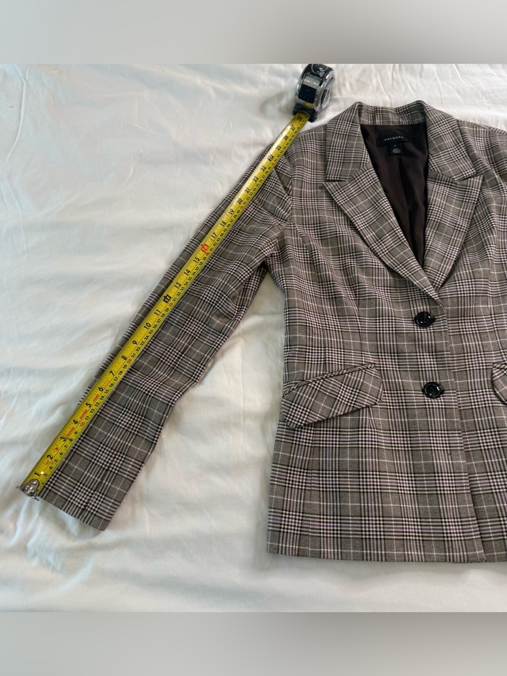 Halogen Prince of Wales Plaid Tailored Blazer Office Heritage Equestrian Size 6 - Picture 13 of 13